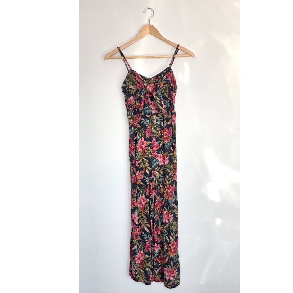 American Eagle Tie-Front Floral Jumpsuit Wide Leg Size Small, Vacation Outfit